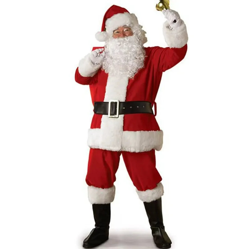 Santa Claus Cosplay Costume Christmas New Year Men Costumes Deluxe Classic Adults Set Halloween Carnival Party RolePlay Suits