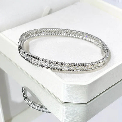 Luxury Real D Color Full 2mm Moissanite Tennis Bangle Bracelet For Women S925 Silver Plated 18K Gold Diamond Bracelets Gift
