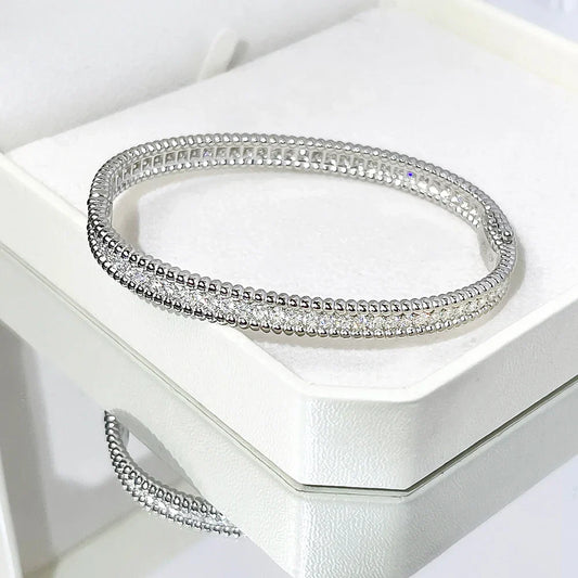 Bracelet jonc tennis de luxe en moissanite de 2 mm couleur D pour femme en argent 925 plaqué or 18 carats, cadeau