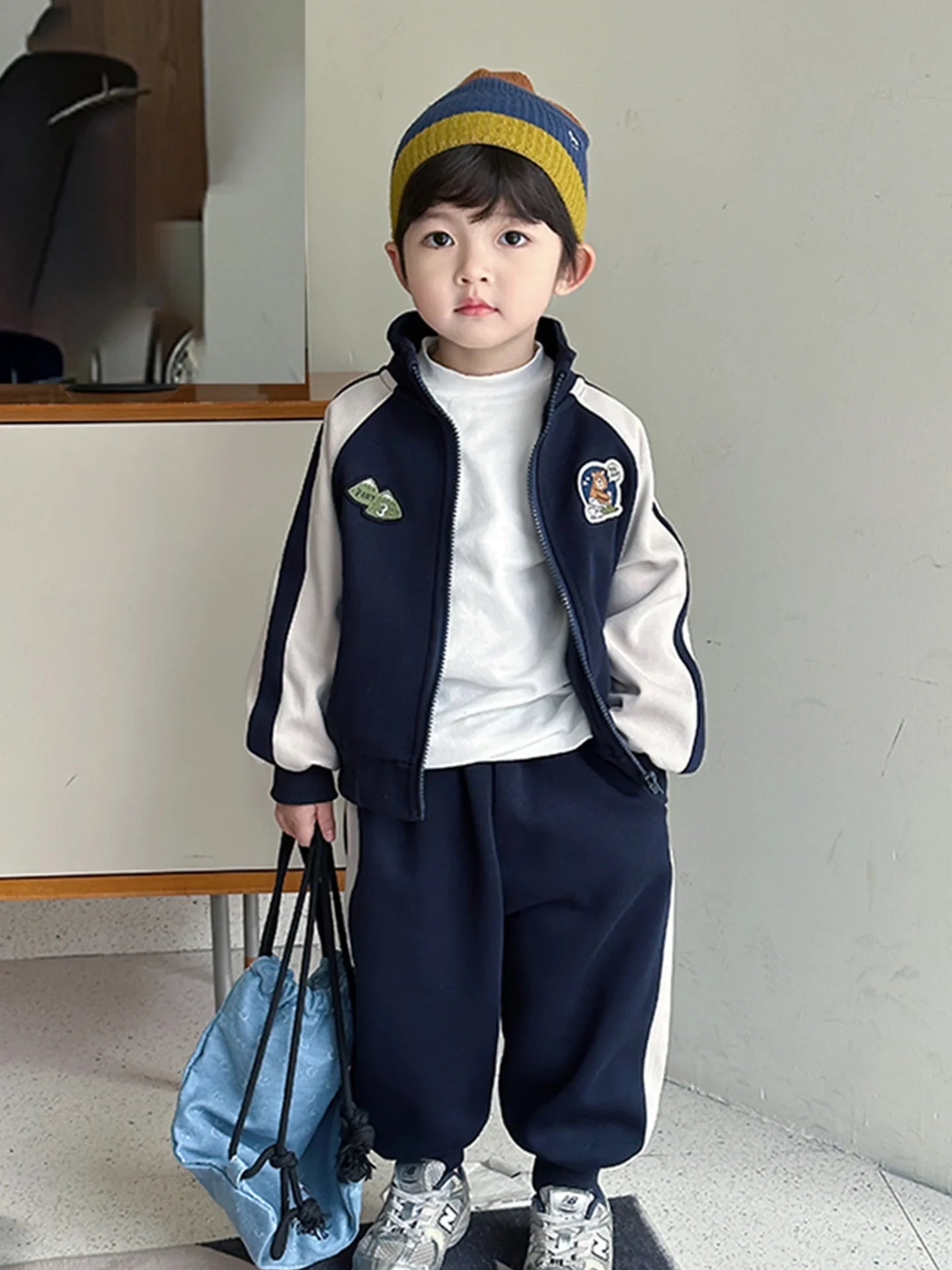 Summer Baby Girls Boys Cotton Leisure Contrast Zip Sweatshirt Jacket+Sweatpant Set School Kid 2PCS Tracksuit Child Outfit 2-12Yr