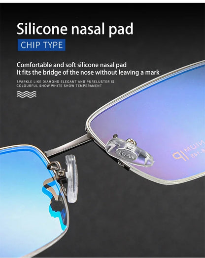 Pure Titanium Business Men's Half-rim Reading Glasses Men Fashion Simple Design Anti-blue Light Prescription Glasses 1052