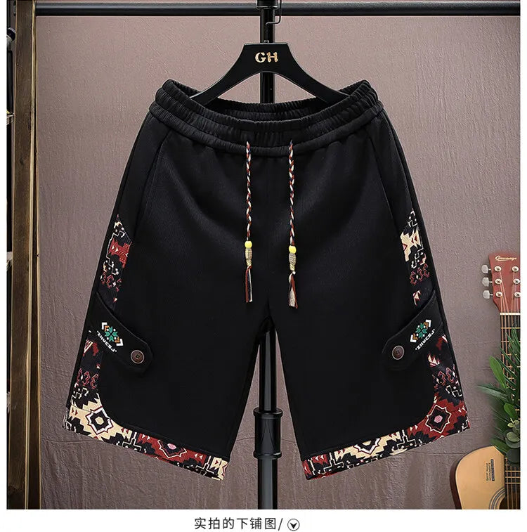 2025 Trendy Summer Embroidery Shorts Men Streetwear Hip Hop Straight Leg Short Pants Casual Sports Five-Point Pants male