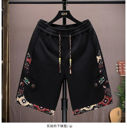 2025 Trendy Summer Embroidery Shorts Men Streetwear Hip Hop Straight Leg Short Pants Casual Sports Five-Point Pants male