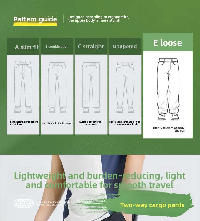 Men's Outdoor Hiking Pants 2026 Summer Sports Waterproof Straight Paratrooper Light Loose Mountaineering Pants