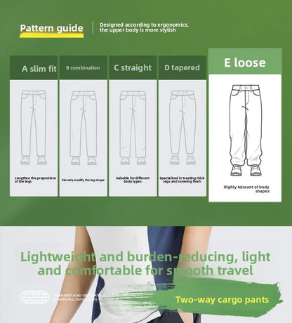 Men's Outdoor Hiking Pants 2026 Summer Sports Waterproof Straight Paratrooper Light Loose Mountaineering Pants