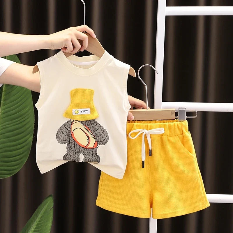New Summer Baby Girls Clothes Children Boys Vest Shorts 2Pcs/Sets Infant Outfits Toddler Casual Sports Costume Kids Tracksuits