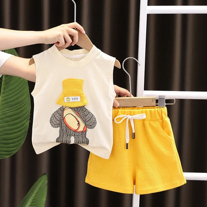 New Summer Baby Girls Clothes Children Boys Vest Shorts 2Pcs/Sets Infant Outfits Toddler Casual Sports Costume Kids Tracksuits