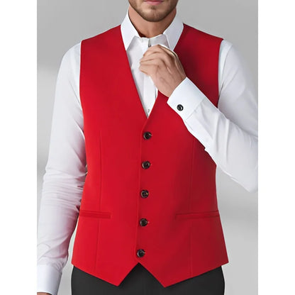 Man Waistcoat Single-breasted V-neck Male Suit Vest Simple Solid Color Comfortable Business Casual Versatile Men Vest