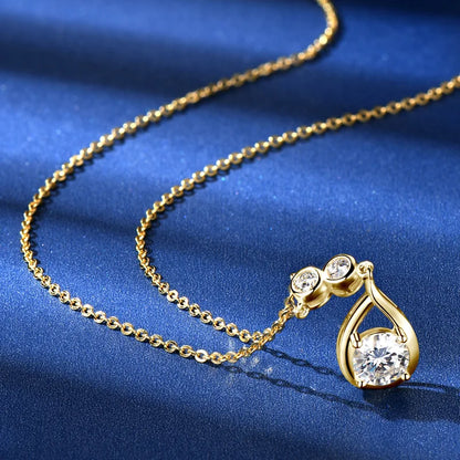D Color Certified Moissanite Waterdrop Pendant Necklaces 925 Sterling Silver Neck Jewelry Chain for Women Wedding Gifts