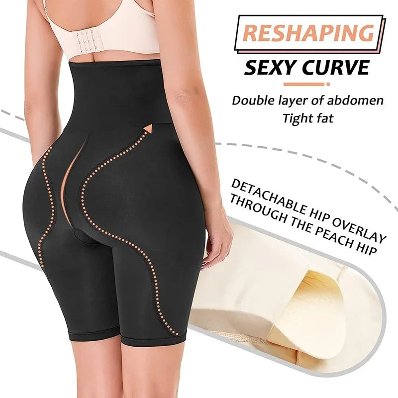 Women's Shapewear Padded Panties Hip Butt Thicker Enhancer Body Shaper Removable 4 Pads Butt Lifter Tummy Control Booty Shorts