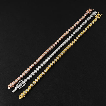 GRA Certified 2mm Moissanite Tennis Bracelet for Women Man 925 Sterling Silver Plated 18k Gold Round Bubble Diamond Bracelets