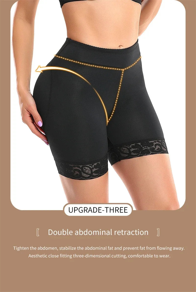 Women Fake Booty Hip Enhancer Fajas Women's Padded Butt Lifter Body Shaper with 2 Sponge Pads Tummy Control Shapewear Panties