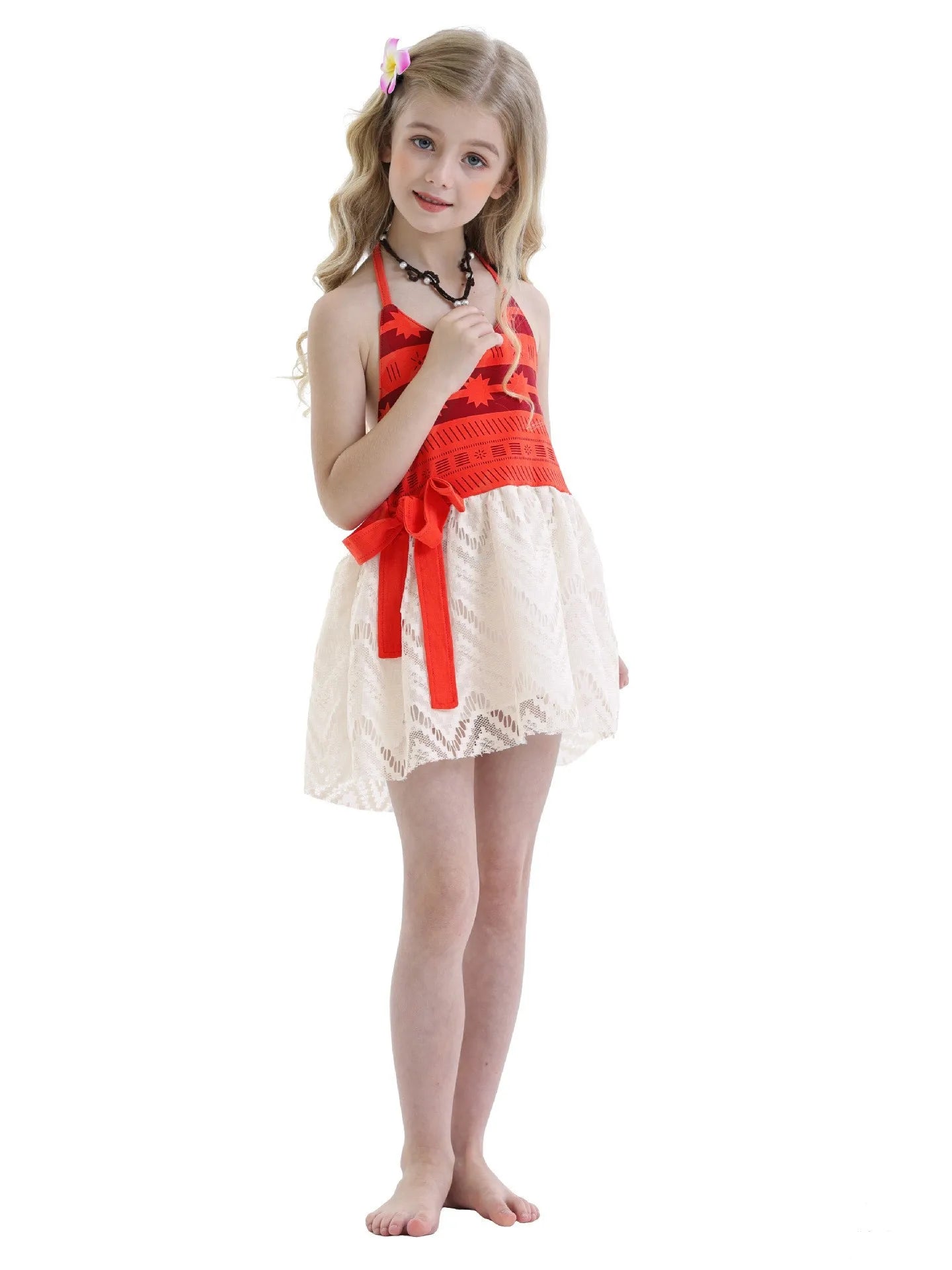 Baby Girls Dress Up Moana Costume Toddler Kids Summer Princess Dress Children Halter Dress Backless Carnival Halloween Clothes