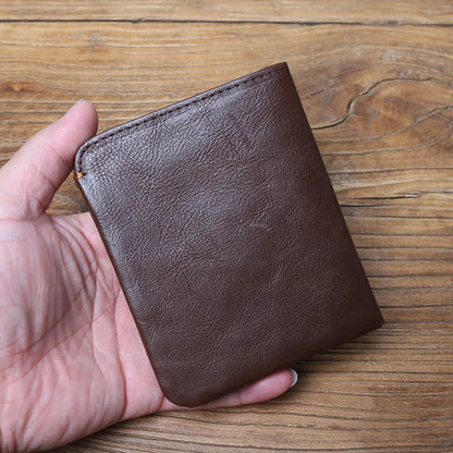 Leather Men's Wallet Credit Card Bag Mini Wallet Top Cowhide Coin Wallet Women's Wallet Thin Wallet Vertical Photo Wallet