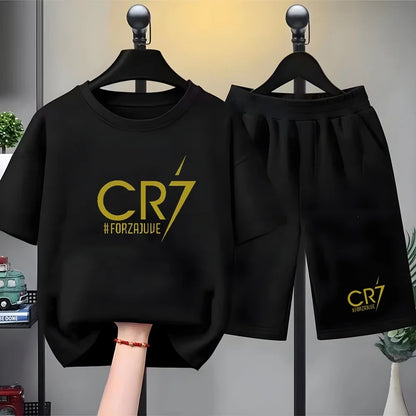 Summer Children T-shirt Tops+shorts Breathable Boy girl Casual Fashion Short Sleeve Kid football Idol Clothes Sport Tee