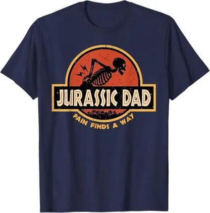 Jurassic Dad Pain Finds A Way Funny Sarcastic Skeleton T-Shirt Y2k Prehistoric Dad Joke Saying Tee Humor Parenting Cool Clothes
