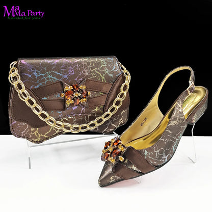 Pink Color Summer Little Red Book Hot Italian Women Mature Style Shoes Matching  Bag Set in for Garden Party