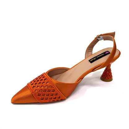 Nigerian Fashion Design Girly Style Party Shoes And Bag Sexy High Heels And Full Diamond Dual Purpose Mini Bag Women's Shoes