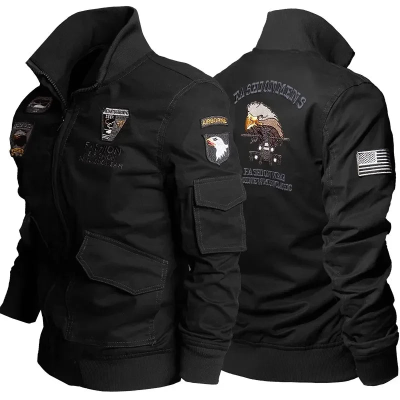 Men's Tactical Motorcycle Riding Jacket Military SWAT Combat Army Pilot Windbreaker Autumn Multi-Pocket Cargo Coat Outdoor Biker