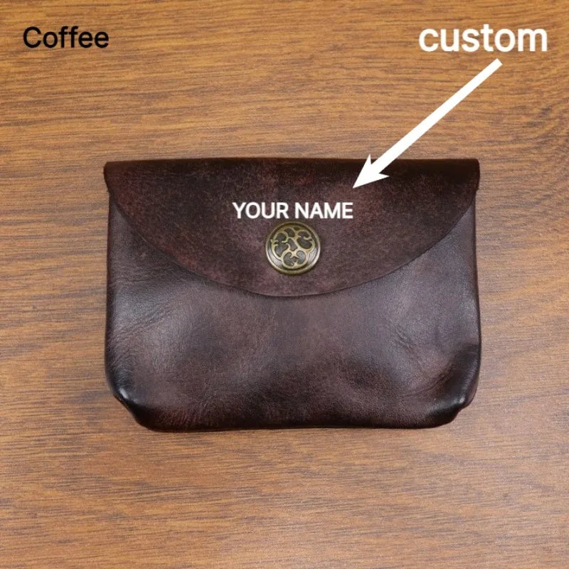 2026 New Japanese Minimalist Card Holder Wallet Vegetable Tanned Leather Women Slim Coin Purse Top Grain Leather CustomEngraving