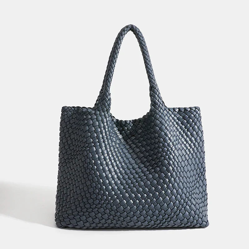 Woven Tote Bag For Women Soft Foldable Top-Handle Wristlet Bag Fashion Hobo Handbag Composite Bag with Coin Purse