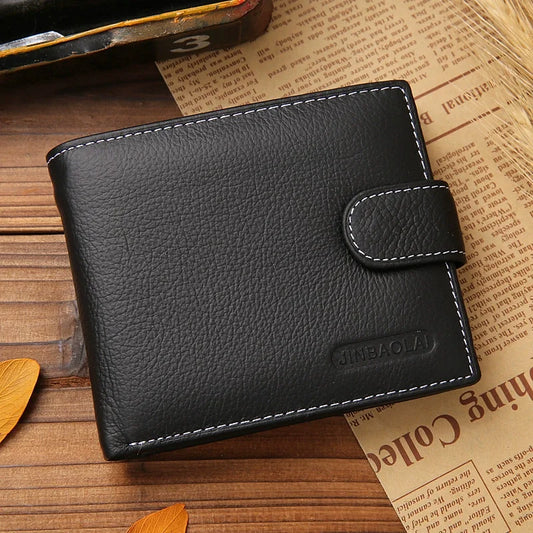 Portefeuille homme en cuir véritable Portefeuille court avec fermoir 2025 Clip de luxe pour homme Doux Boucle Multi-cartes Position Zippe
