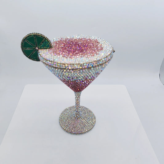 High Quality Goblet Shape Luxury Martini Cocktail Crystal Studded Dinner Bag Diamond Clutch Rhinestone Women Evening Bag