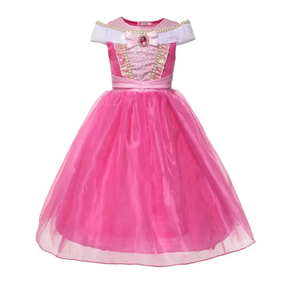 2025 Girls Princess Dress Cosplay Aurora Costume Carnival Birthday Party Pink Sleeping Beauty Dresses Kids Clothes Dress Up