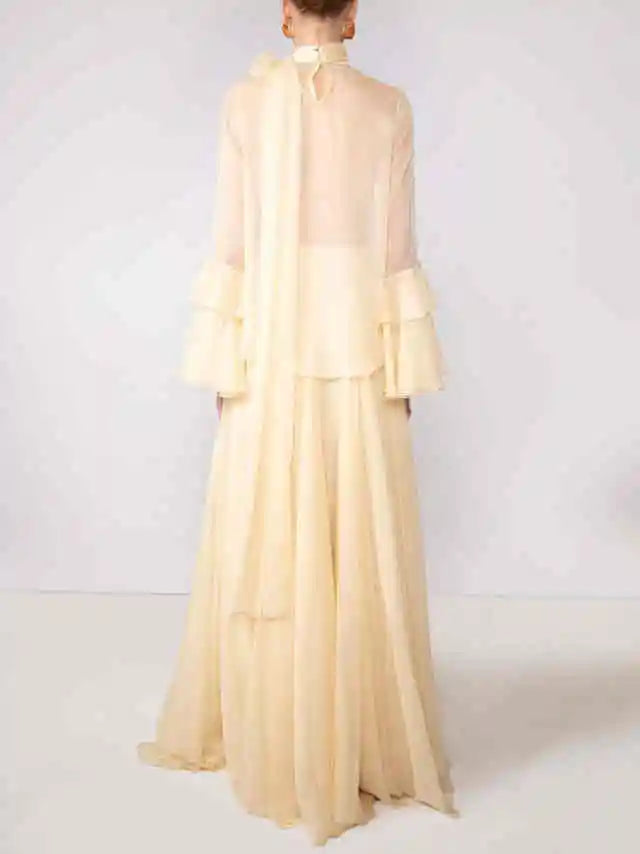 Dubai Evening Dresses Customizd 2 Piece Elegant Party Dress Chiffon Luxury Evening Dresses Long Sleeve Women Night Gown