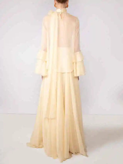 Dubai Evening Dresses Customizd 2 Piece Elegant Party Dress Chiffon Luxury Evening Dresses Long Sleeve Women Night Gown
