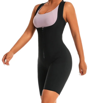 Women Hot Thermo Sauna Bodysuit One Piece Jumpsuit Shapewear Fitness Workout Sweating Bodysuit Body Shaper Thigh Trimmer Shorts