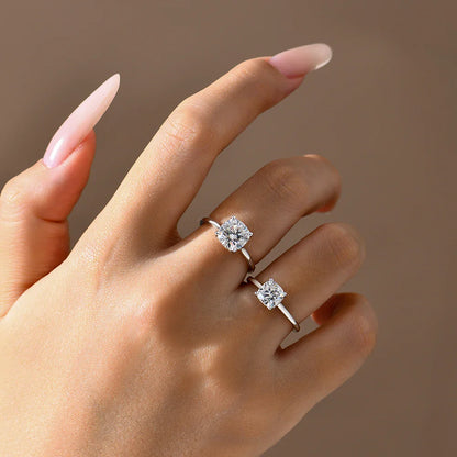Bague ATTAGEMS Moissanite Taille Coussin 1,5ct 2,5ct DVVS1 Argent 925 Plaqué Or 18K pour Femme Alliance de Mariage Bijoux Fins