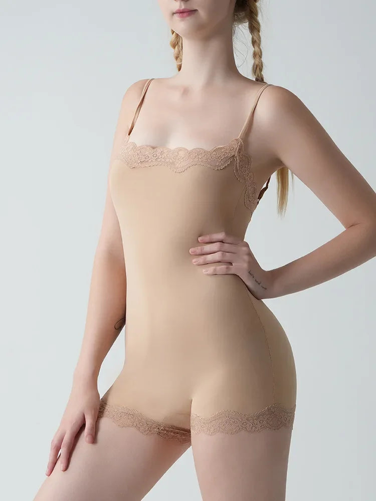 Lace Bodysuit for Women -Adjustable Straps Slim Fit Backless Jumpsuit, Breathable Lifting Seamless Underwear Sexy Lingerie