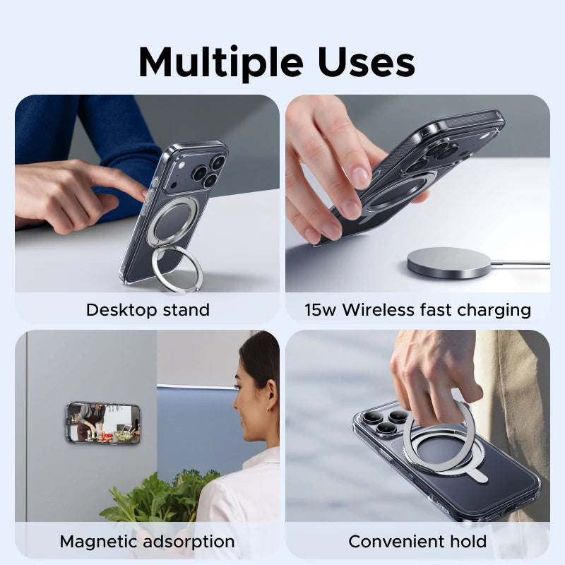 For iPhone 17 Pro Max 360° Magnetic Stand Case Cover for iPhone 17pro for Magsafe Rotatable Magnet Kickstand Case