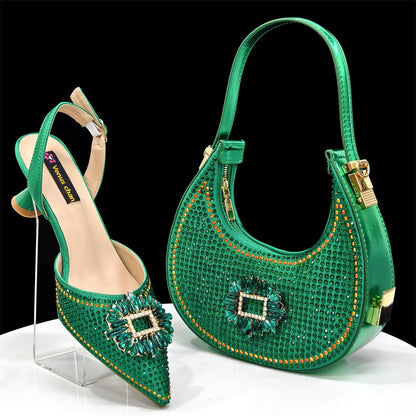 2025 Luxury Italian Design Women's Party Heels and Matching Handbag Set - Perfect for African Weddings and Special Occasions