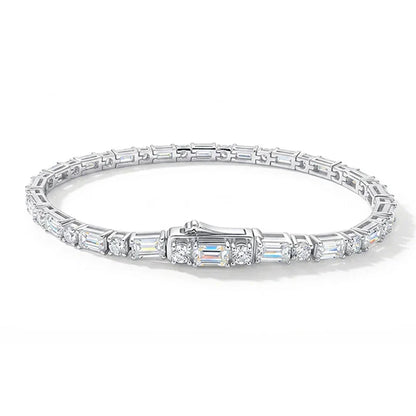 Emerald Cut Original Moissanite Tennis Bracelet for Women Men Hip Hop Jewelry Full Diamond Chain S925 Sterling Silver