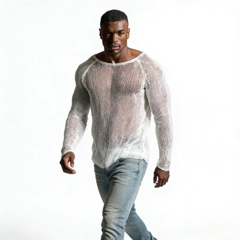 Men's Sexy Casual T-Shirt Breathable Raglan Long Sleeve Top Soft Lightweight Streetwear Fashion Basic High Quality Tee Shirt