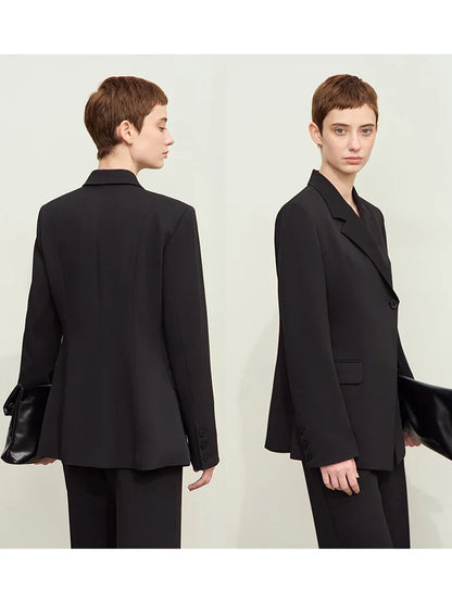 Minimalism 2024 Autumn New Blazers Women Notched Basic Quality Fashion Long Professional Jacket Women's Clothing 12443051