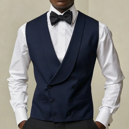 Men Vest White Double Button With Lapel Waistcoat For Wedding Banquet Business Party Office Work Casual Daily Men Suit Vest