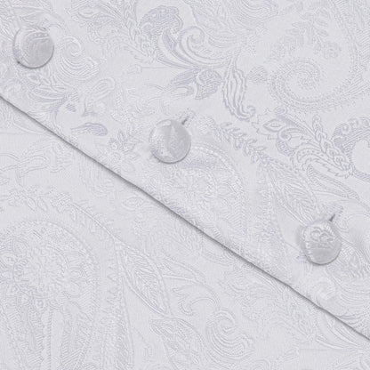 Men's Floral Vest & Tie Hanky Cufflinks Set – Formal Biege Grey White Waistcoat for Weddings Events Party Gift
