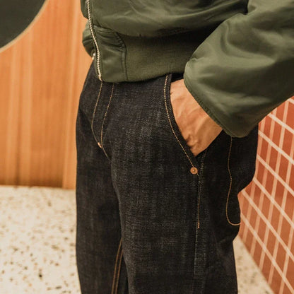 Denim Jeans Loose Straight Fit Heavyweight Raw Denim Pants