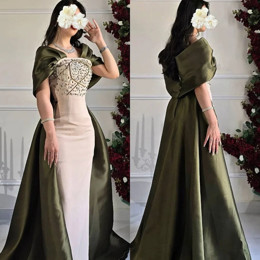 Customized Jersey Beading Off-the-shoulder Straight Long Dresses Bespoke Occasion Evening Elegant Party Sparkle High Quality