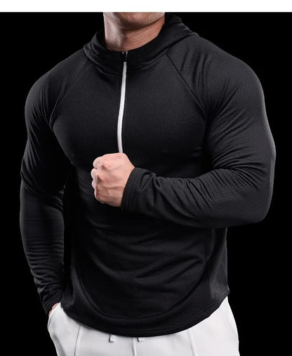 Autumn New Gym Fitness Clothes Men's Training Clothes Long-sleeved Sports Quick-drying Sweatshirts Casual Hooded Fitness Clothes