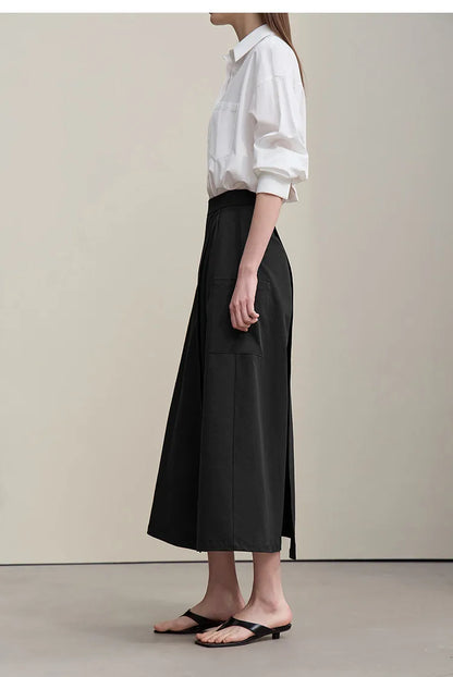 Women's A-Line Skirt 2026 Summer New Textured Relaxed Pocket Midi Culottes Versatile Casual Style Skirt For Women 12622124