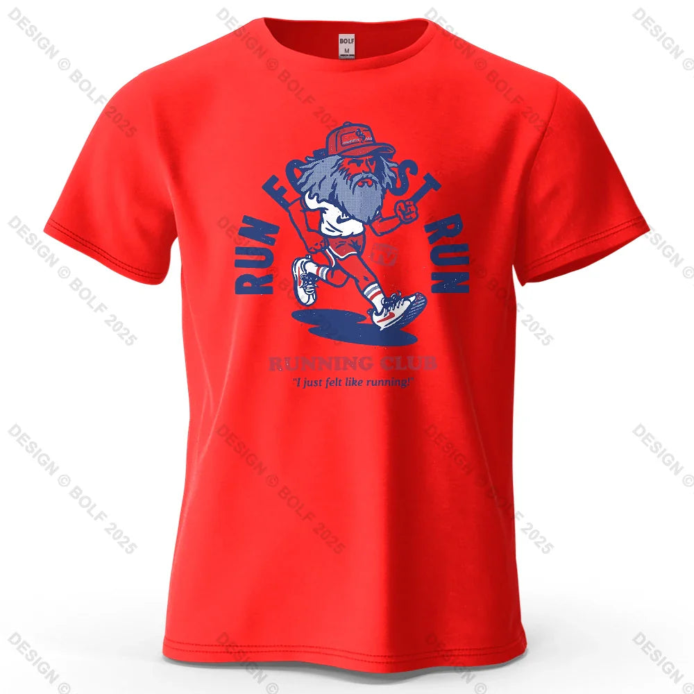Running Club Printed Men's T-Shirt 100% Cotton Oversized Fitness Motivation Graphic Tees for Women Tops Tees Streetwear