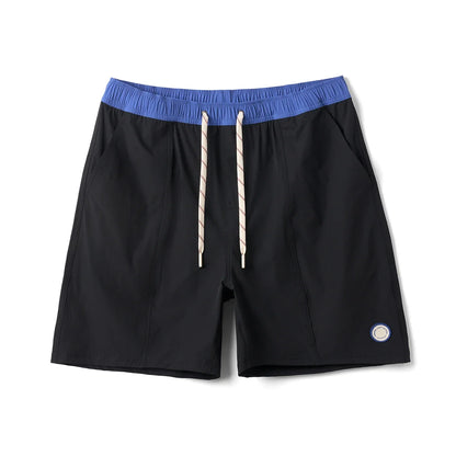 2025 Summer New 145gsm Elastic Fabric Beach Shorts Men Contrast Color Drawstring Athletic Shorts