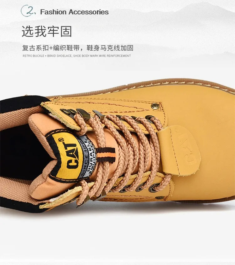 Genuine Leather Mens Women Winter Ankle Military Treking Snow Yellow Tactical Boots Outdoor for Men Work Shoes Sneakers