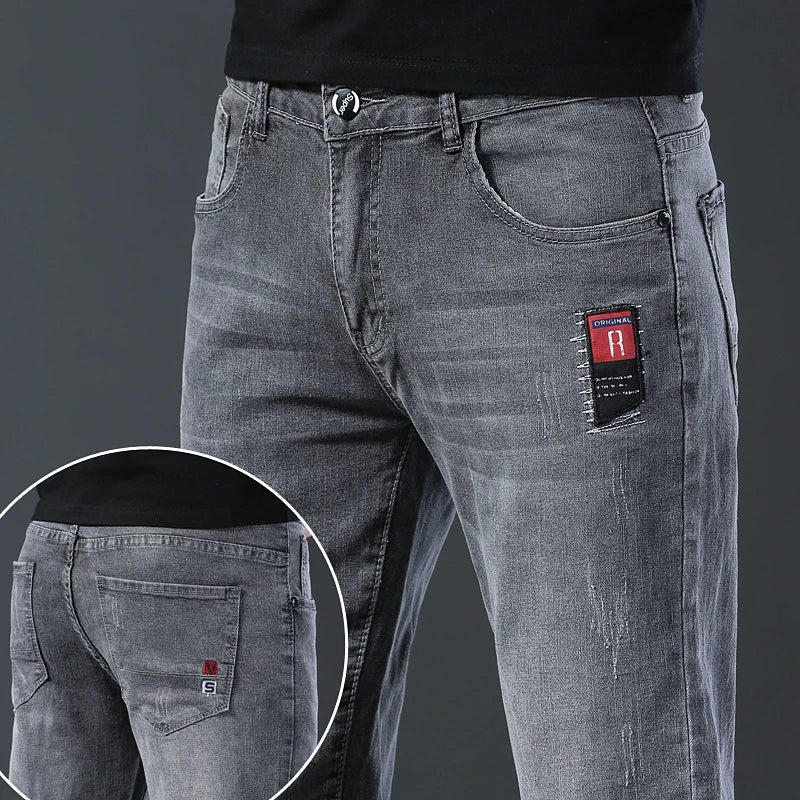 2024 Men's Fashion and Casual New Four Seasons Lightweight Long Pants Men's denim pants Straight leg pants Elastic jeans