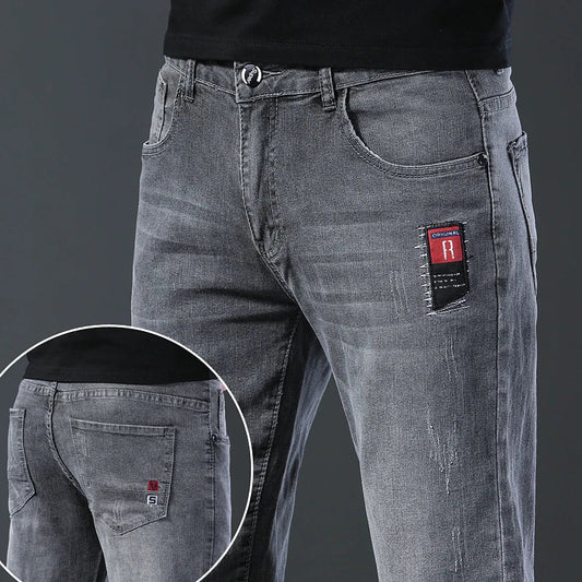 2024 Men's Fashion and Casual New Four Seasons Lightweight Long Pants Men's denim pants Straight leg pants Elastic jeans