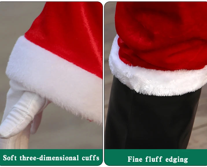 Santa Claus Clothes New Year Christmas Eve Party Men Santa Velvet Suit Outfit Adults Xmas Cosplay Costume